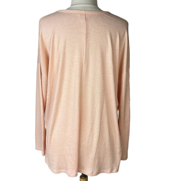 Terra & Sky Thermal Ribbed Shirt Womens Peach 0X New Too Long Sleeve Semi Fitted - Picture 2 of 10